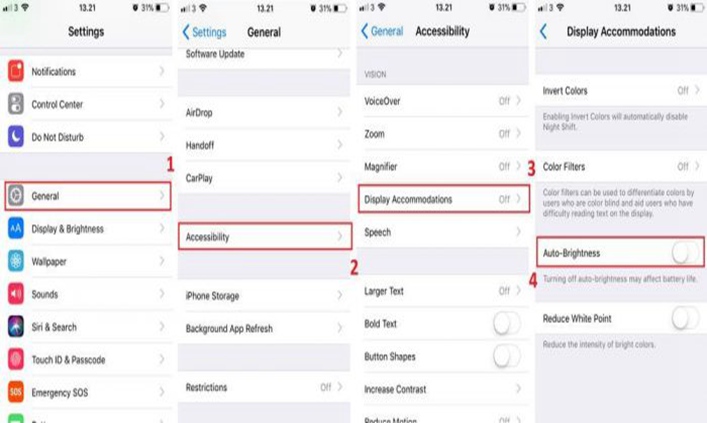 Enable Auto Brightness Control on iOS Device