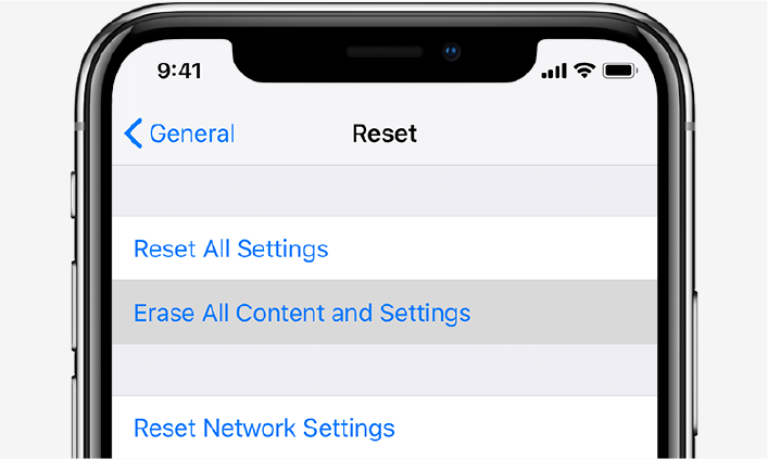 Erase All Content and Settings