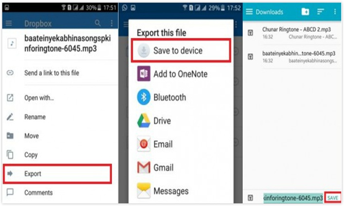 Export Files from Dropbox to Your Android Device