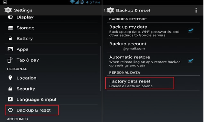 Factory Data Reset