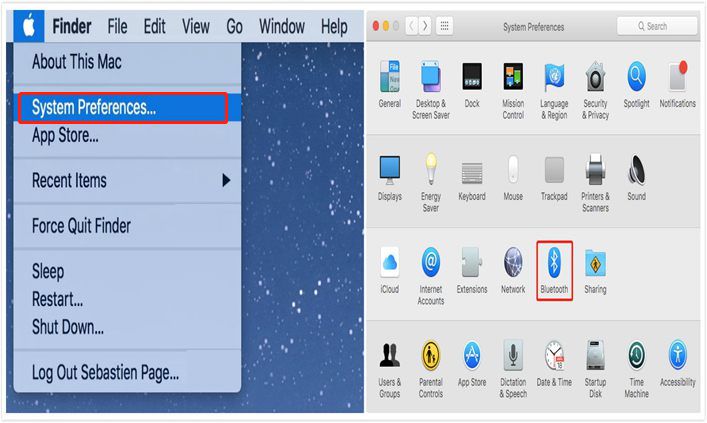 Select Bluetooth on System Preferences
