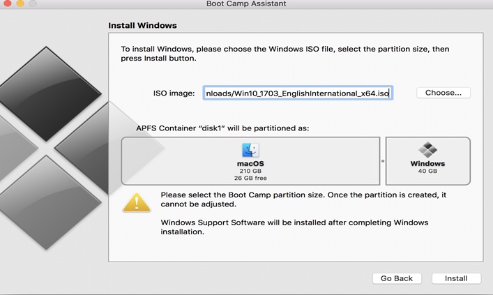 Select ISO File and Partition Size