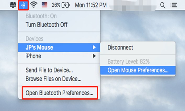 Open Bluetooth Preferences on Bluetooth Dropdown List