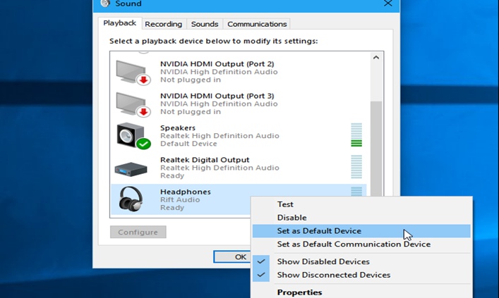 Set Headphones as Default Device Before Headphone Test