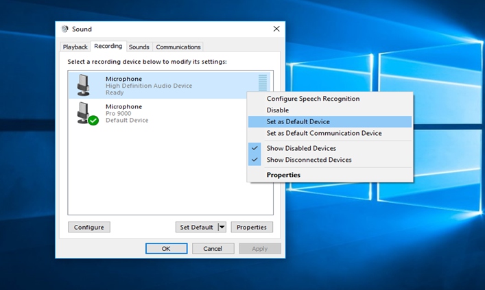 Set Your Microphone as Default Device