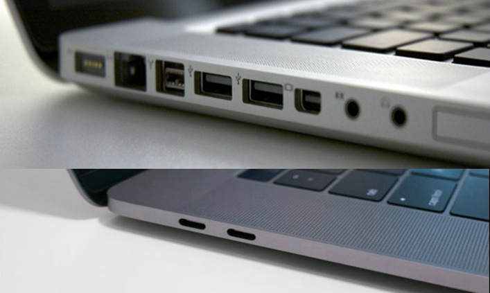 USB-порт Mac VS USB Type-C Mac в товщині