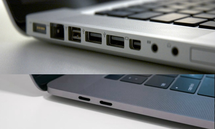 USB Port Mac VS USB Type-C Mac in Thickness